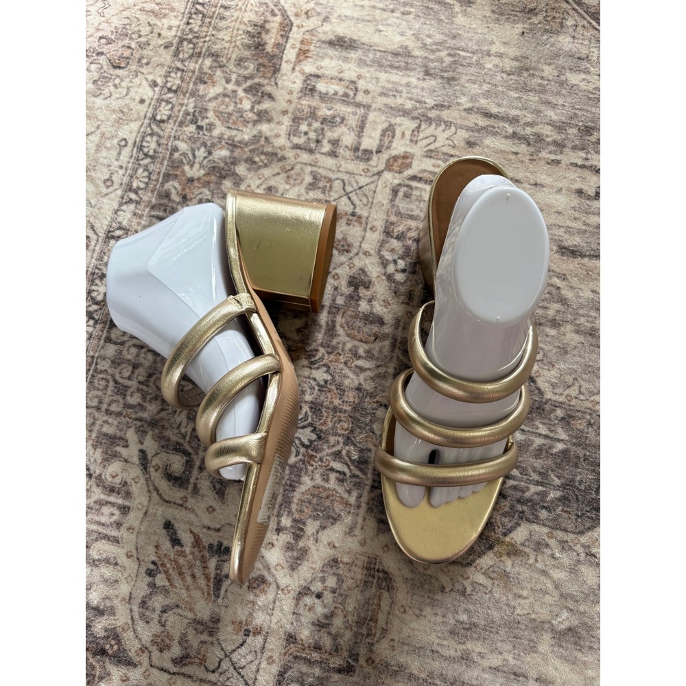 Nordstrom Rack Womens Fulton Sandals 11M Gold Metallic Block Heel Padded Straps